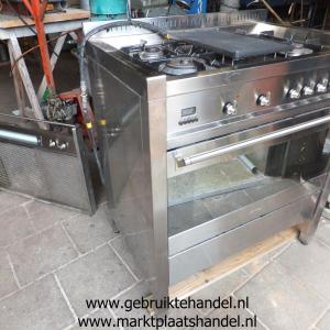 SMEG RVS 5 pits kooktoestel, gasfornuis met afzuigkap (a44)3